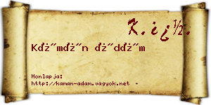 Kámán Ádám névjegykártya