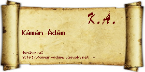Kámán Ádám névjegykártya